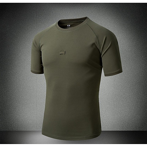 

Men's Camo Hiking Tee shirt Outdoor Breathable Quick Dry Sweat-Wicking Top Spring Summer Running Hunting Exercise & Fitness Army Green Black