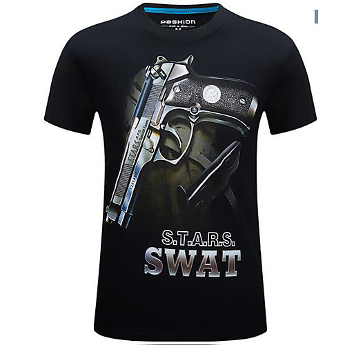 

Men's T shirt Print Plus Size Print Short Sleeve Daily Wear Tops Cotton Black Blue Army Green