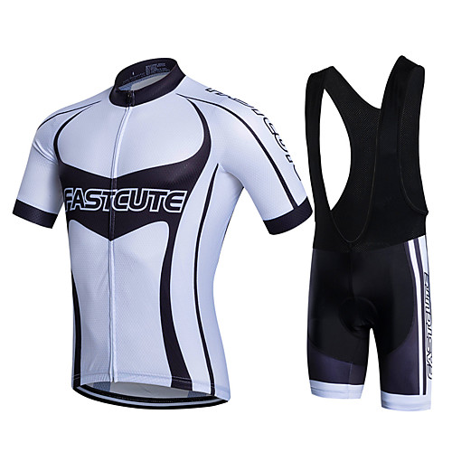 

Fastcute Men's Cycling Jersey with Bib Shorts Silicon Polyester White Bike Shorts Bib Shorts Jacket Sports Clothing Apparel / Quick Dry / Stretchy / Clothing Suit