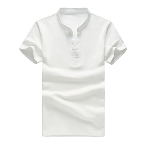 

Men's Polo Solid Colored Plus Size Short Sleeve Daily Tops Cotton White Black