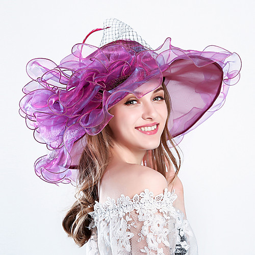 

Feather / Silk / Organza Kentucky Derby Hat / Fascinators / Hats with Floral 1pc Wedding / Special Occasion / Party / Evening Headpiece