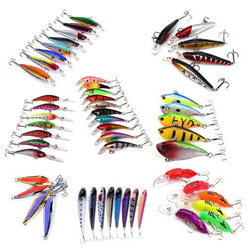 

Hiumi Lot 53 Pcs Hard Bait Metal Bait Swimbaits Minnow Crank Pencil Vibration Vib Lure Kits Fishing Lures Metal Bait Hard Bait Spoons Minnow Crank