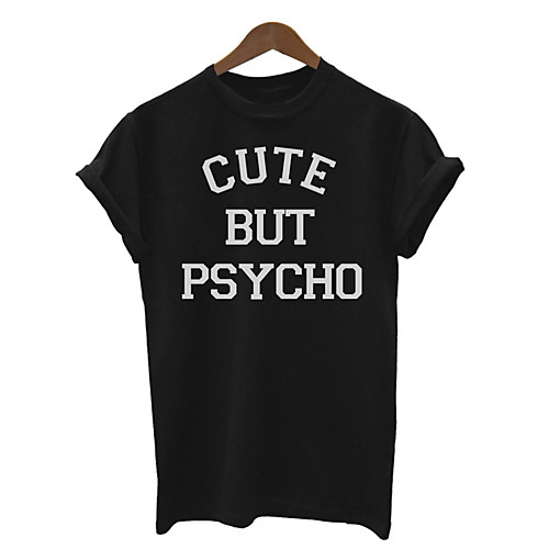 

Women's T shirt Letter Short Sleeve Daily Tops Streetwear White Black Gray