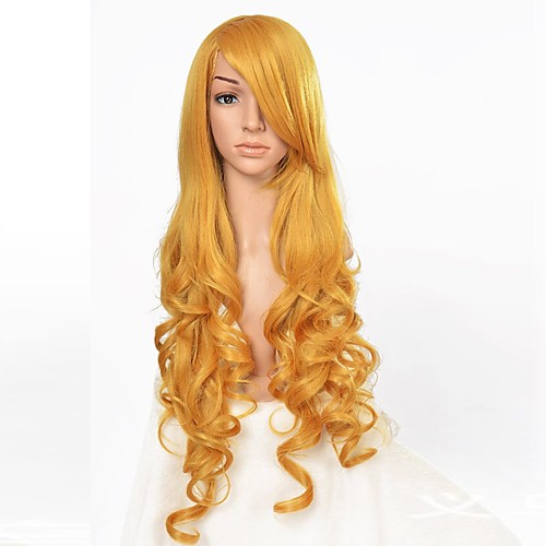 

Cosplay Costume Wig Synthetic Wig Wavy Wavy Wig Long Yellow Synthetic Hair Women's Yellow