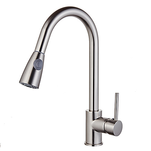 

Kitchen faucet Nickel Brushed Pull-out / ­Pull-down / Tall / ­High Arc Vessel Fashion / Modern Contemporary Kitchen Taps