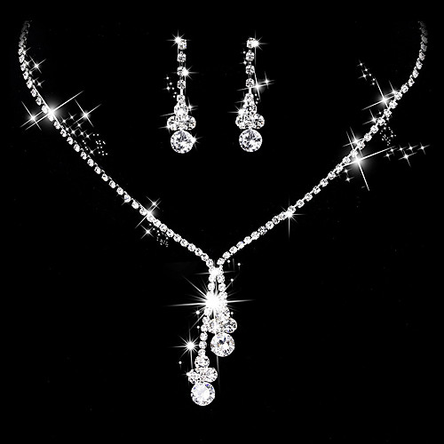 

Women's AAA Cubic Zirconia Drop Earrings Choker Necklace Bridal Jewelry Sets Drop Simple Style Elegant Cubic Zirconia Silver Earrings Jewelry Silver For Wedding Anniversary Party Evening Engagement