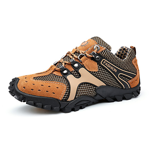 

Men's Trainers Athletic Shoes Comfort Shoes Athletic Casual Outdoor Trail Running Shoes Mesh Dark Brown Yellow Gray Fall Spring / Split Joint / EU42