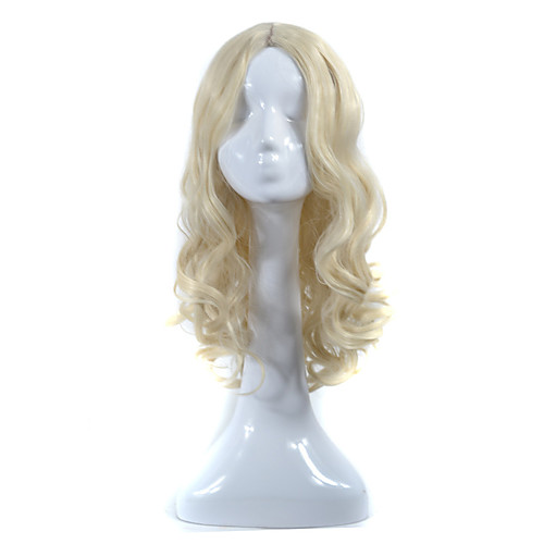 

Synthetic Wig Wavy Wavy Asymmetrical Wig Blonde Medium Length Long Bleach Blonde#613 Synthetic Hair Women's Natural Hairline Blonde