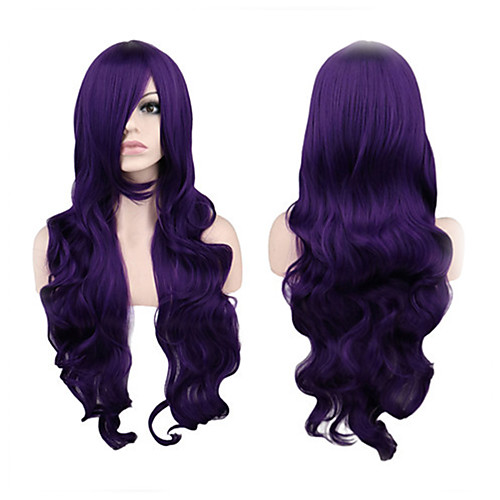 

Synthetic Wig Curly Curly Wig Long Purple Synthetic Hair Women's Purple