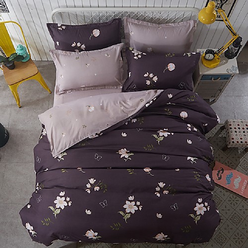 

Duvet Cover Sets Floral Poly / Cotton Reactive Print 4 Piece Bedding Sets / 300 / (If Twin size, only 1 Sham or Pillowcase) king