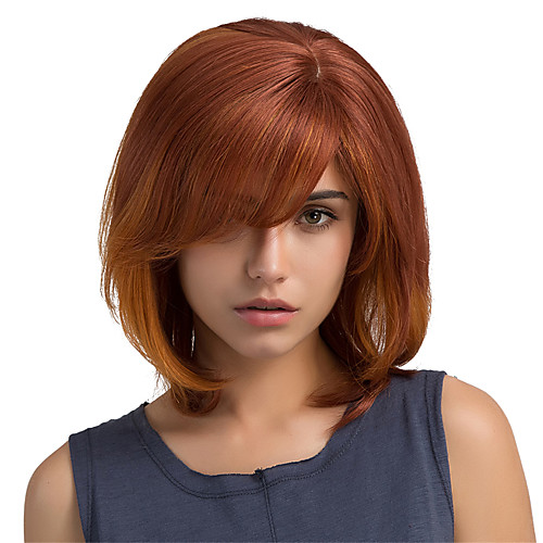

Human Hair Blend Wig Straight Classic Short Hairstyles 2020 Classic Straight Ombre Machine Made Red Daily