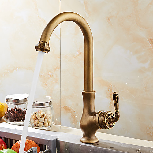 

Luxurious Antique Copper Deck Mounted Antique / European Kitchen Taps / Brass High Arc Kitchen faucet