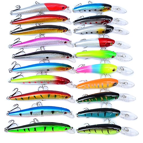 

Hiumi Lot 20 Pcs Minnow Lure Kits Fishing Lures Hard Bait Minnow G Ounce90100 Mm 3 1 2 4 Inchhard Plasticsea Fishing Bait Casting Spinning