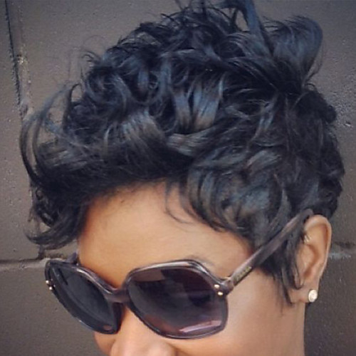 

Human Hair Capless Wigs Human Hair Curly / Classic Short Hairstyles 2019 Halle Berry Hairstyles Machine Made Wig Daily