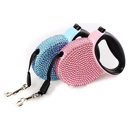 

Cat Dog Leash Portable Rhinestone Plastic Nylon Pink Blue