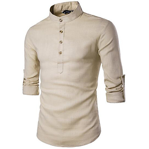 

Men's Shirt Solid Colored Long Sleeve Casual / Daily Tops Cotton White Black Red
