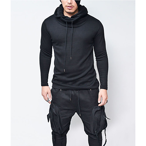 

Men's Hoodie Solid Colored Hooded Daily Going out Weekend Basic Casual Hoodies Sweatshirts Long Sleeve Slim Black / Winter / Punk & Gothic