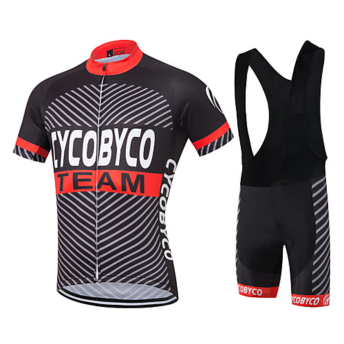 

Men's Short Sleeve Cycling Jersey with Bib Shorts Coolmax Silicon Lycra Black / Red Bike Shorts Jersey Quick Dry Reflective Strips Sweat-wicking Sports Solid Color Mountain Bike MTB Road Bike Cycling