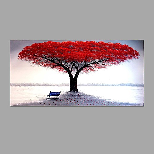 

Hand-painted Red Tree Oil Painting Fallen Leaves Contemporary Art Decor Ready to Hang 10050cm With Stretched Frame