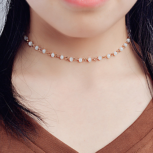 

Women's Crystal Choker Necklace Single Strand Ladies Personalized Basic Simple Style Crystal White Black Necklace Jewelry For Daily Casual Outdoor clothing