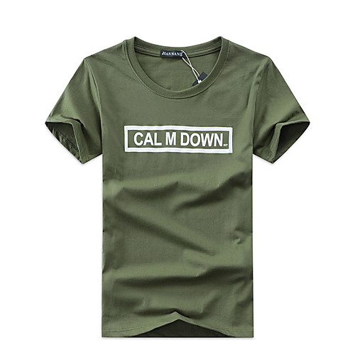 

Men's T shirt Plus Size Stylish Print Short Sleeve Daily Tops Cotton Active White Black Green