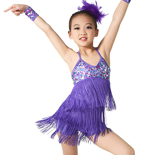 

Latin Dance Sequin Tassel Training Sleeveless Natural Spandex Sequined / Performance / Ballroom