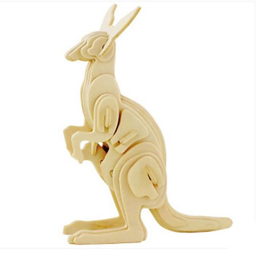 

3D Puzzle Jigsaw Puzzle Model Building Kit Kangaroo Animals DIY Wooden Natural Wood Kid's Adults' Unisex Toy Gift
