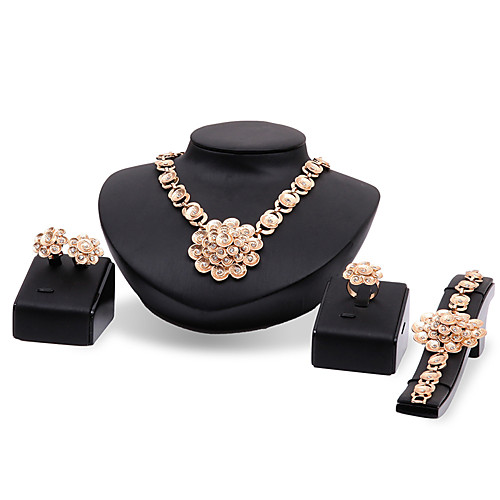 

Women's Jewelry Set Flower Statement Personalized Luxury Vintage Fashion Euramerican Rhinestone Gold Plated Earrings Jewelry Gold For Party Special Occasion Housewarming Congratulations Thank You