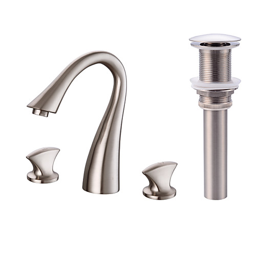 

Faucet Set - Widespread Nickel Brushed Widespread Two Handles Three HolesBath Taps