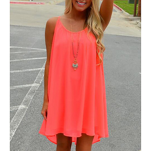 

Women's Strap Dress Short Mini Dress White Black Blue Red Yellow Army Green Fuchsia Pink Orange Green Sleeveless Solid Colored Summer Cotton S M L XL XXL 3XL 4XL 5XL / Plus Size