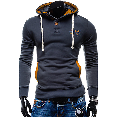 

Men's Hoodie Solid Colored Hooded Evening Party Sports Contemporary Hoodies Sweatshirts Long Sleeve Black Light gray Dark Gray / Fall / Winter