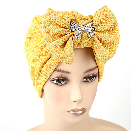 

Women's Turban Hat Flower Cotton Floppy Hat-Solid Colored Bow Spring & Fall Summer Wine Yellow Blushing Pink