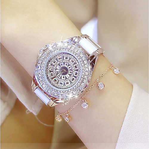 

Women's Ladies Luxury Watches Bracelet Watch Wrist Watch Quartz Stainless Steel Ceramic White / Gold 30 m Water Resistant / Waterproof Creative Imitation Diamond Analog Charm Luxury Sparkle Dot Casual