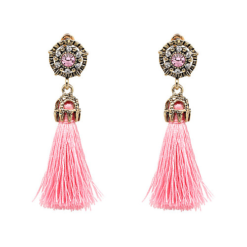 

Women's Drop Earrings Tassel Fringe Long Ladies Boho Bohemian Fashion Earrings Jewelry Purple / Hot Pink / Beige For Party