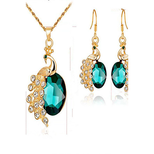

Women's Synthetic Emerald Synthetic Diamond Bridal Jewelry Sets Oval Cut Animal Ladies Fashion Gold Plated Earrings Jewelry Red / Green / Blue For Event / Party Dailywear Gift