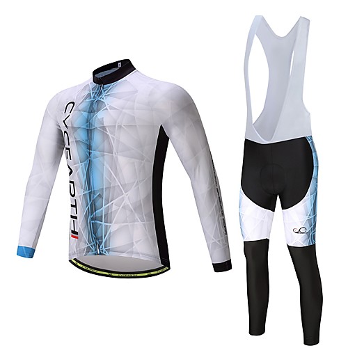 

Men's Women's Long Sleeve Cycling Jersey with Bib Tights Winter Silicon Lycra Polyester Bike Clothing Suit Thermal / Warm Sports Lines / Waves Mountain Bike MTB Road Bike Cycling Clothing Apparel