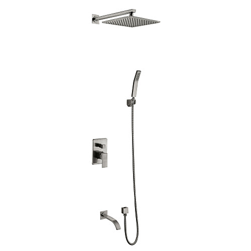 

Shower Set Set - Rainfall Contemporary Nickel Brushed Wall Mounted Ceramic Valve Bath Shower Mixer Taps / Brass / Two Handles Five Holes