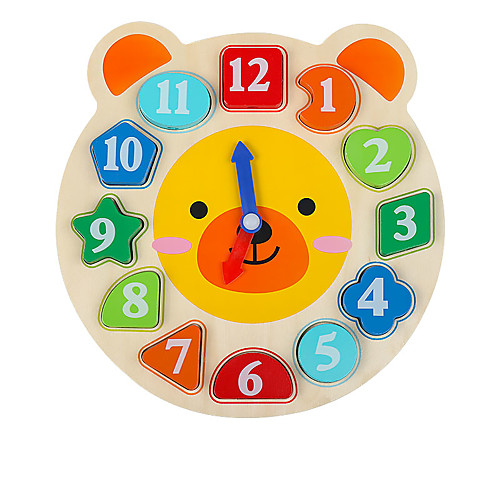 

Pegged Puzzle Educational Toy Math Toy Wooden Clock Toy Time Teaching Clock Shape Sorter Toy Clock compatible Wooden Legoing Education Toy Gift / Kid's