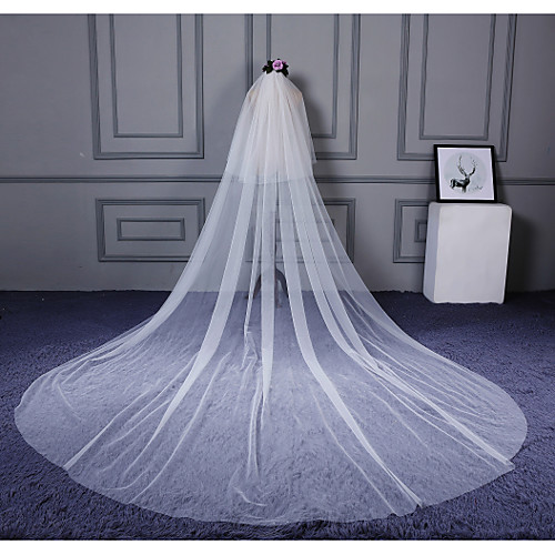 

Two-tier Cut Edge Wedding Veil Cathedral Veils with Ruffles Tulle / Classic
