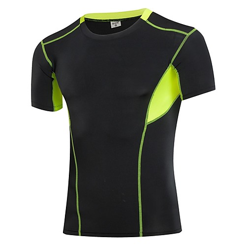 

Men's Short Sleeve Running Shirt Patchwork Tee Tshirt Base Layer Top Top Elastane Quick Dry Fitness, Running & Yoga Fitness Gym Workout Workout Exercise Sportswear White Black Blue Gray Activewear
