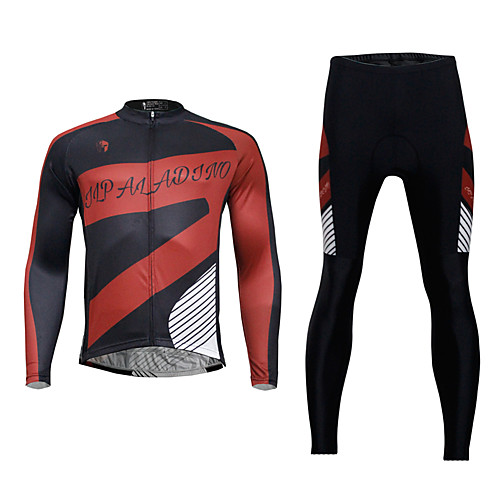 

ILPALADINO Men's Long Sleeve Cycling Jersey with Tights - Black Bike Clothing Suit, 3D Pad, Quick Dry Polyester, Coolmax, 100% Polyester