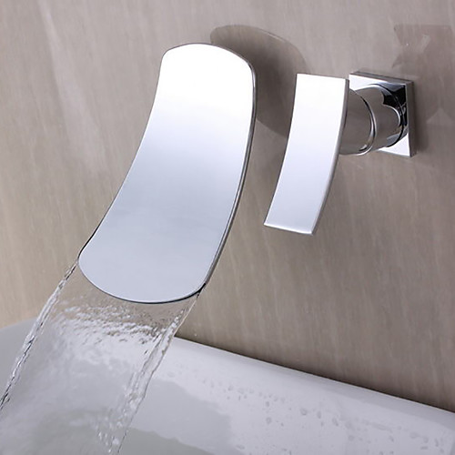 

Bathroom Sink Faucet - Waterfall Chrome Widespread Single Handle Two HolesBath Taps / Brass