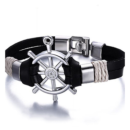 

Men's Leather Bracelet Friends Friendship Luxury Bohemian Vintage Punk Stretch Genuine Leather Bracelet Jewelry Brown / Black For Christmas Christmas Gifts Party Special Occasion Anniversary Birthday