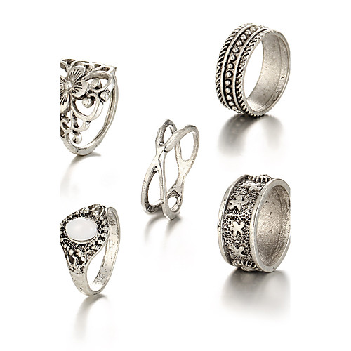 

Women's Gold Silver Alloy Unusual Asian Unique Design Party Daily Jewelry X Ring Flower Cheap