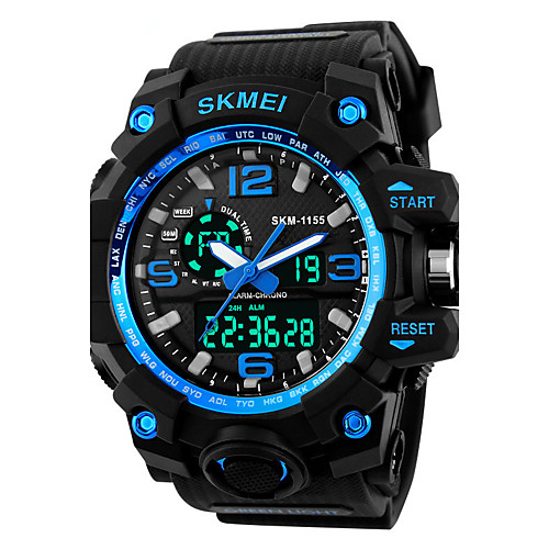 

SKMEI Men's Sport Watch / Fashion Watch / Military Watch Japanese Alarm / Calendar / date / day / Chronograph PU Band Black / Water Resistant / Water Proof / LED / Dual Time Zones / Stopwatch