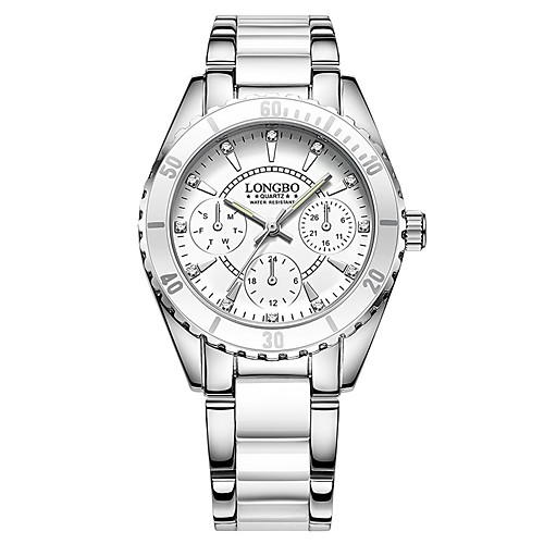 

Women's Bracelet Watch Wrist Watch Japanese Quartz Stainless Steel White / Pink 30 m Water Resistant / Waterproof Creative Analog Ladies Charm Luxury Casual Bangle - White Pink Two Years Battery Life