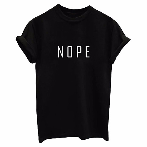 

Women's T shirt Letter Short Sleeve Daily Tops Casual Streetwear White Black Gray