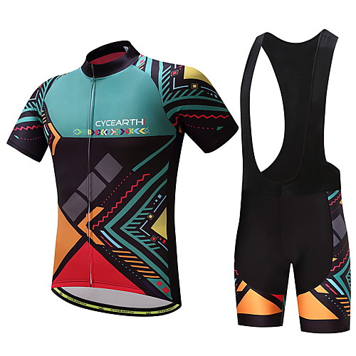 

Men's Cycling Jersey with Bib Shorts Green Bike Clothing Suit Sports Patterned Mountain Bike MTB Road Bike Cycling Clothing Apparel