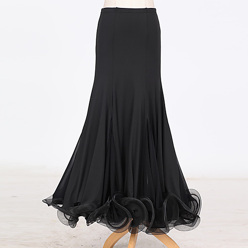 

Ballroom Dance Skirts Ruched Women's Performance Natural Tulle Milk Fiber