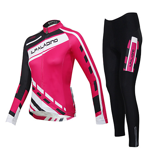 

ILPALADINO Men's Women's Long Sleeve Cycling Jersey with Tights Pink Plus Size Bike Tights Clothing Suit Waterproof Windproof Breathable Quick Dry Winter Sports Classic Mountain Bike MTB Road Bike